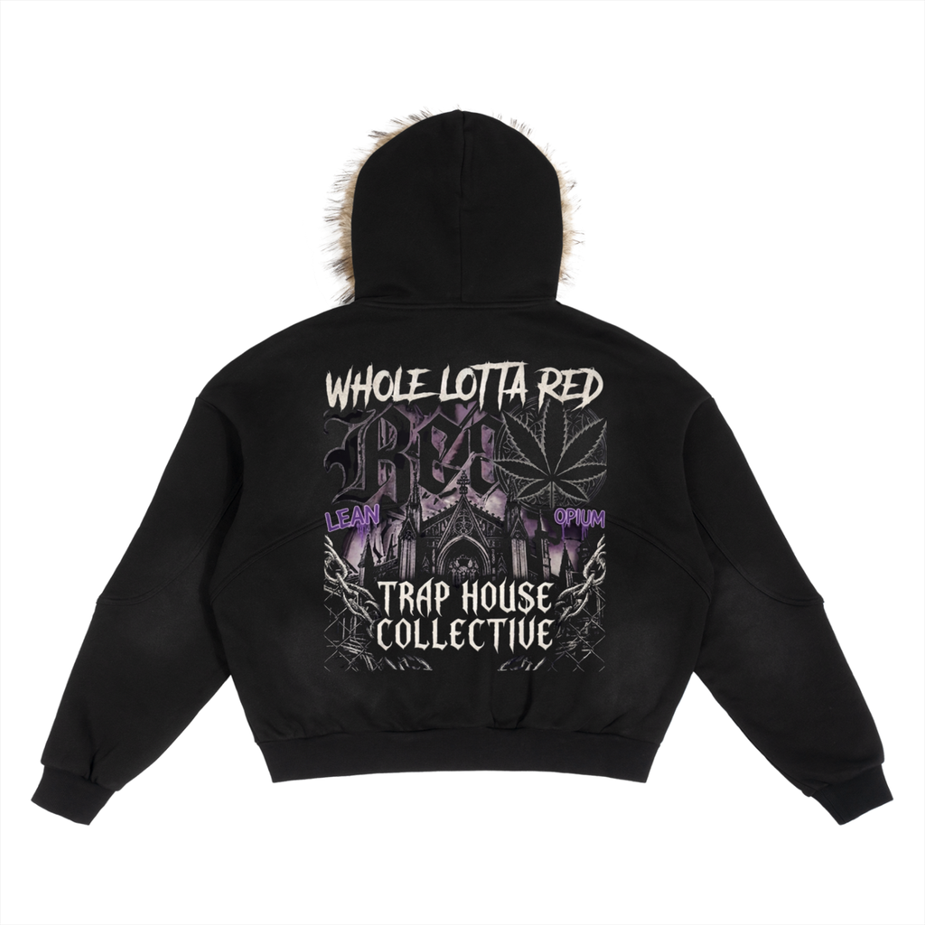 Sun Fade Boxy Detachable Fur Hoodie